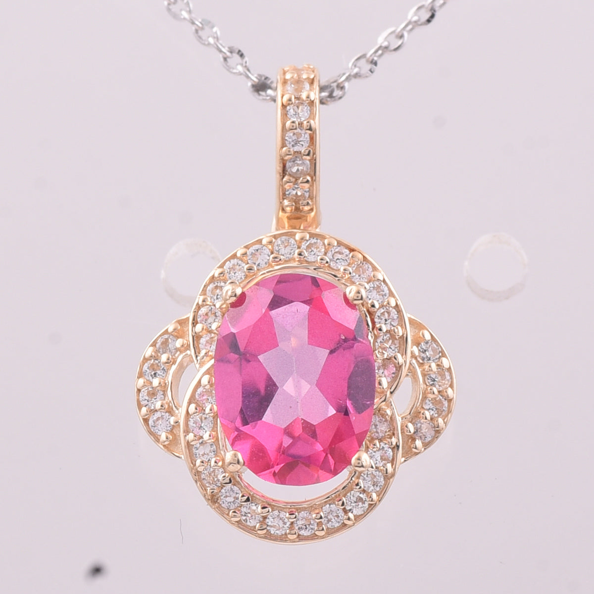 1.53 Ct Oval Pink Topaz 9K Gold Pendant