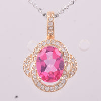 1.53 Ct Oval Pink Topaz 9K Gold Pendant