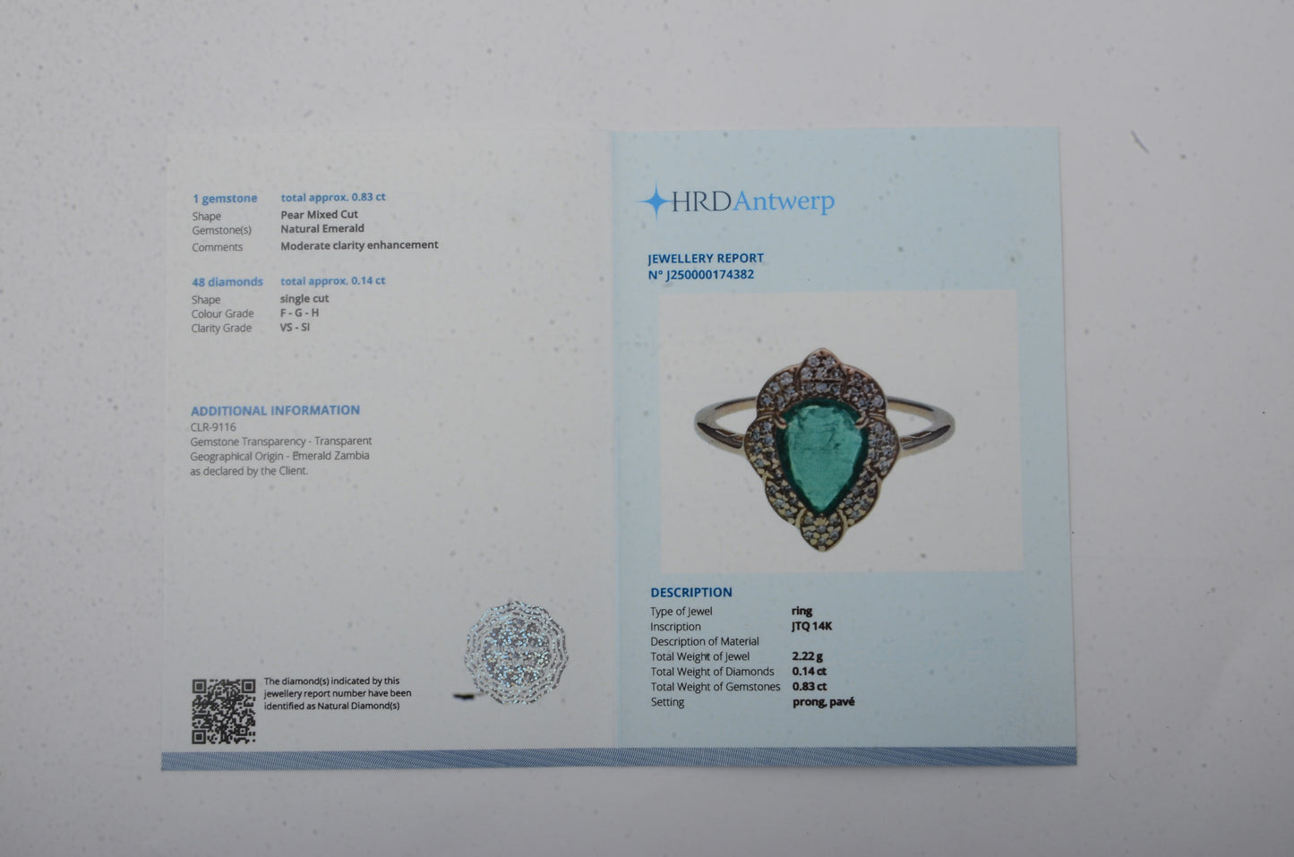 0.97 Ct Pear Mixed Cut Natural Emerald 14K Gold Ring