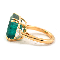 15.40 Ct Emerald Cut Natural Beryl Emerald 18K Gold Ring