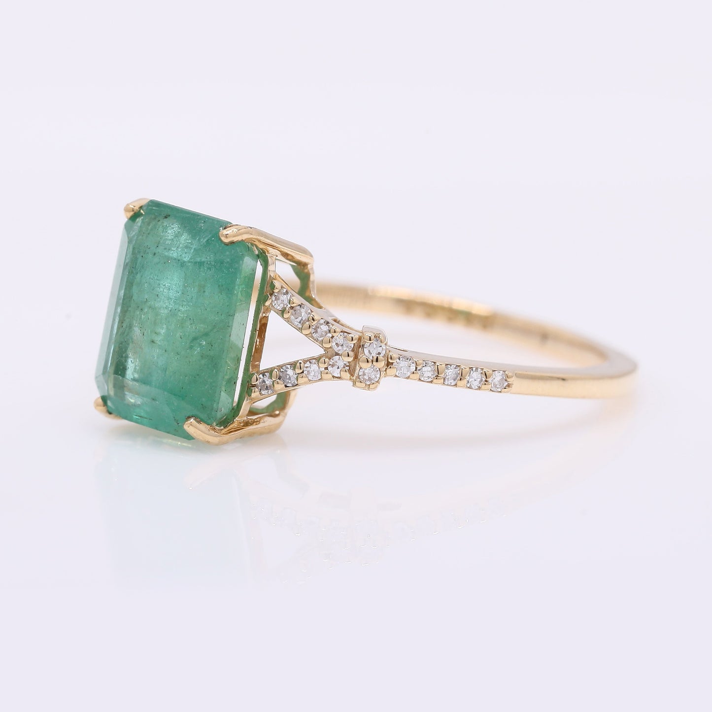 2.59 Ct Octagon Step Cut Natural Emerald 14K Gold Ring