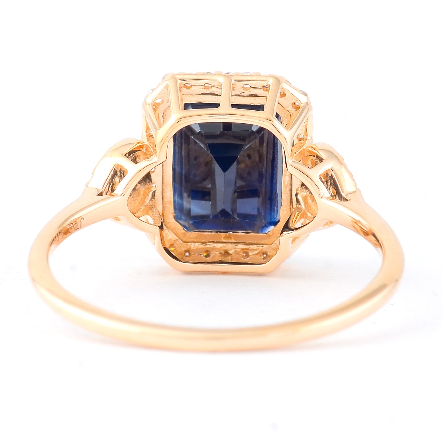 3.83 Ct Octagon Step Cut Natural Sapphire 14K Gold Ring