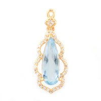 1.51 Ct Pear Mixed Cut Natural Aquamarine 14K Gold Pendant