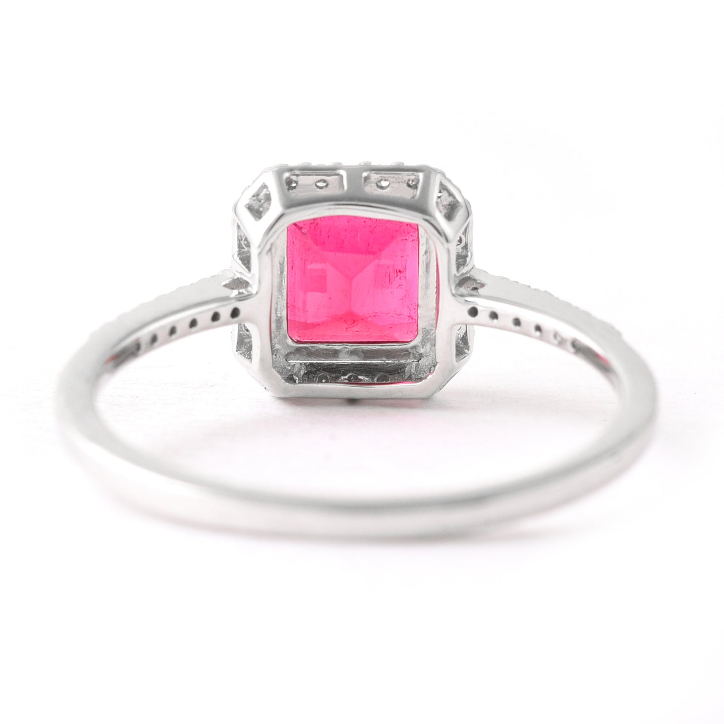 1.39 Ct Octagon Step Cut Natural Rubellite 950 Platinum Ring