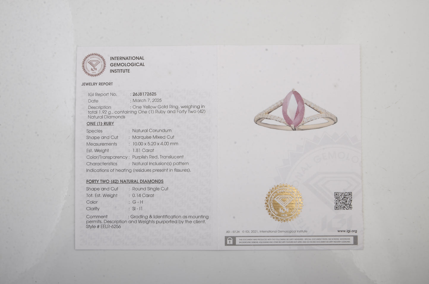 1.92 Ct Marquise Mixed Cut Natural Codundum Ruby 14K Gold Ring