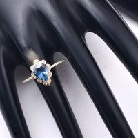 1.64 Ct Pear Mixed Cut Natural Sapphire 14K Gold Ring