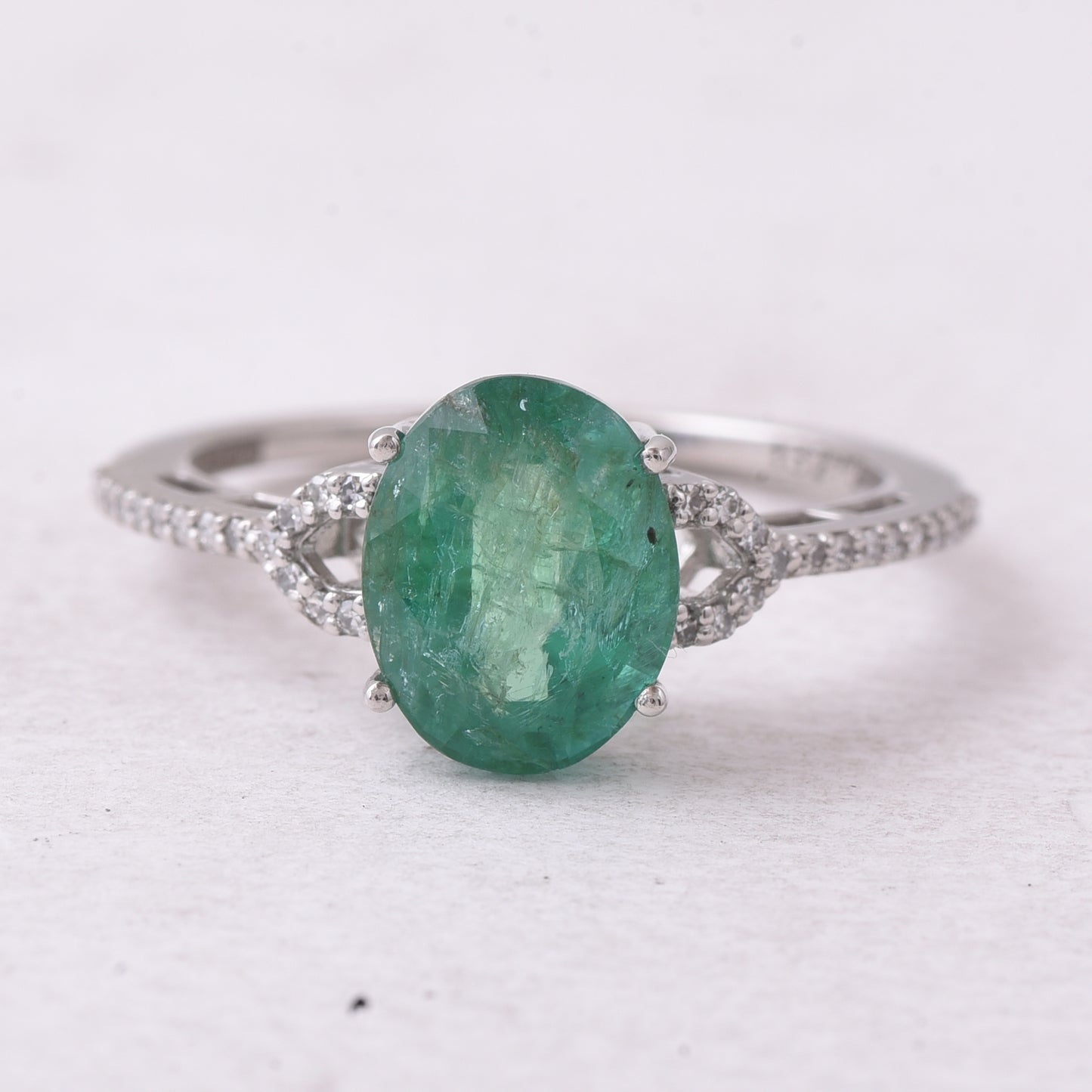 2.67 Ct Oval Mixed Cut Natural Emerald 950 Platinum Ring