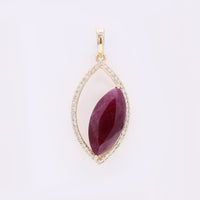 3.99 Ct Marquise Mixed Cut Natural Ruby 14K Gold Pendant