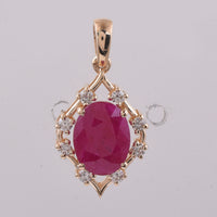 3.05 Ct Oval Natural Ruby 14K Gold Pendant
