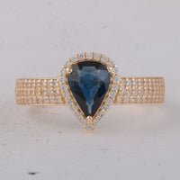 1.23 Ct Pear Sapphire 9K Gold Ring