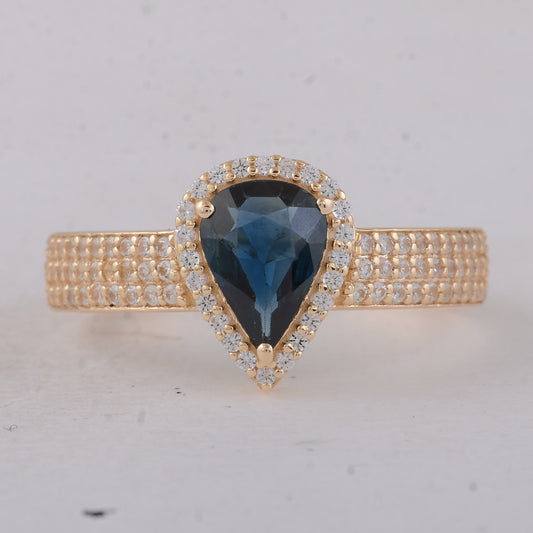 1.23 Ct Pear Sapphire 9K Gold Ring