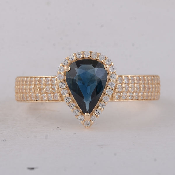 1.23 Ct Pear Sapphire 9K Gold Ring