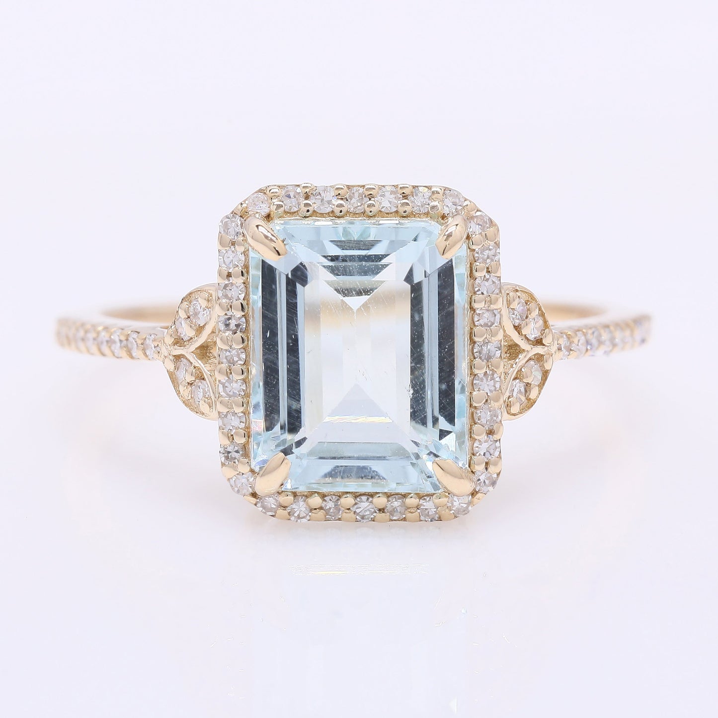 2.63 Ct Octagon Step Cut Natural Aquamarine 14K Gold Ring
