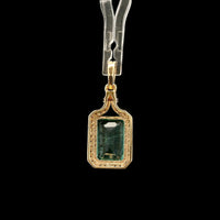 1.64 Ct Octagon Step Cut Natural Emerald 14K Gold Pendant