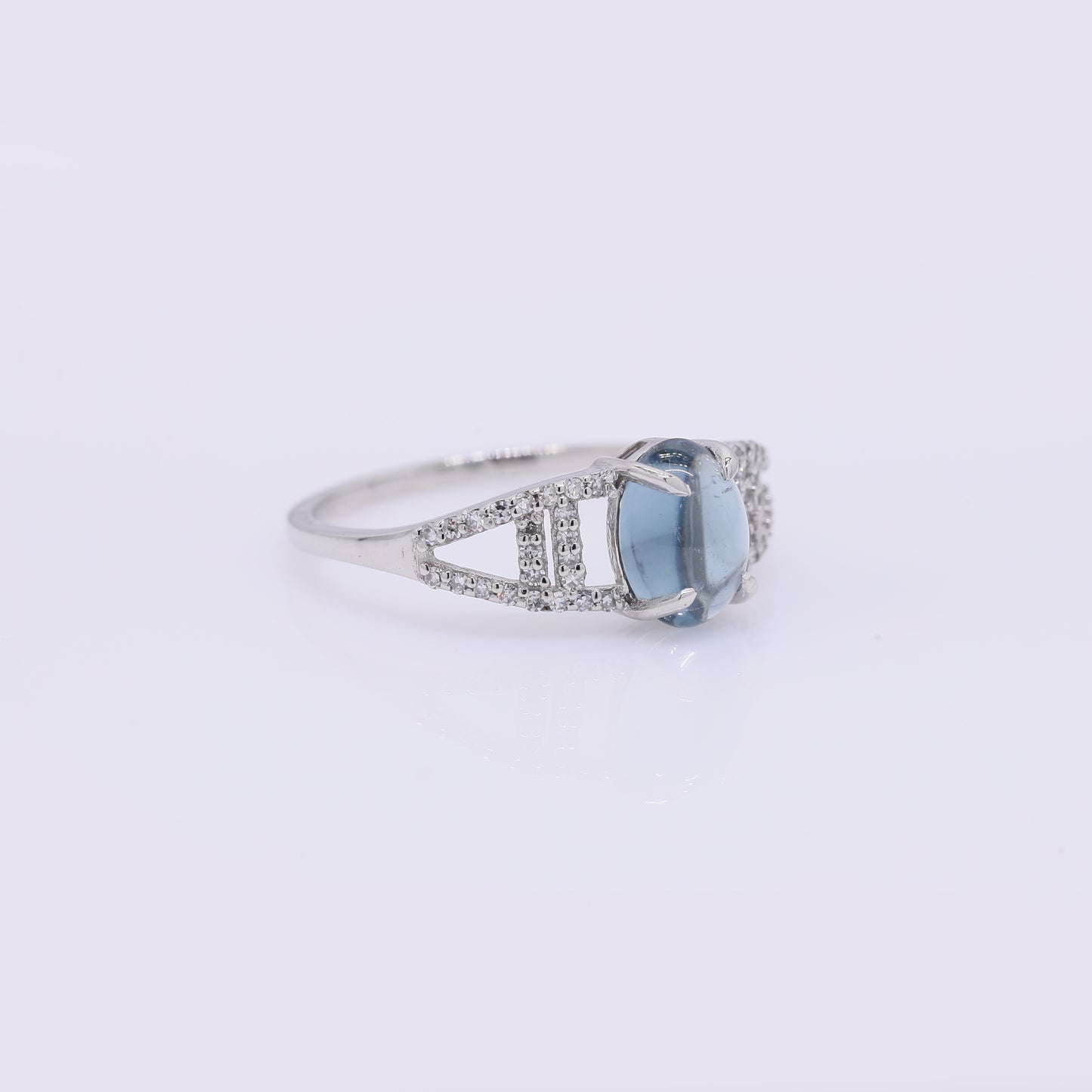 1.34 Ct Oval Cabochon Cut Natural Tourmaline 950 Platinum Ring