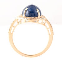 6.68 Ct Oval Cabochon Cut Natural Sapphire 14K Gold Ring