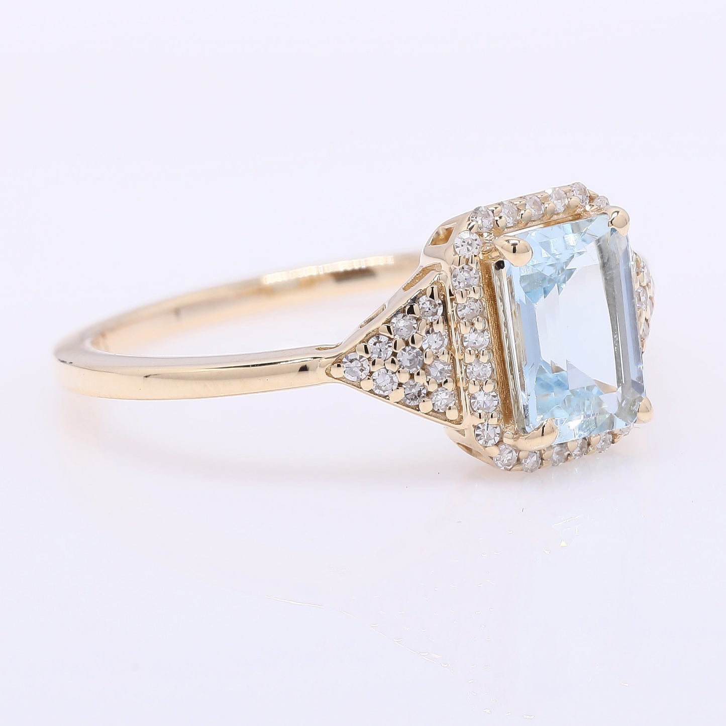 0.98 Ct Octagon Step Cut Natural Aquamarine 14K Gold Ring