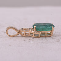 2.23 Ct Oval Mixed Cut Natural Emerald 14K Gold Pendant