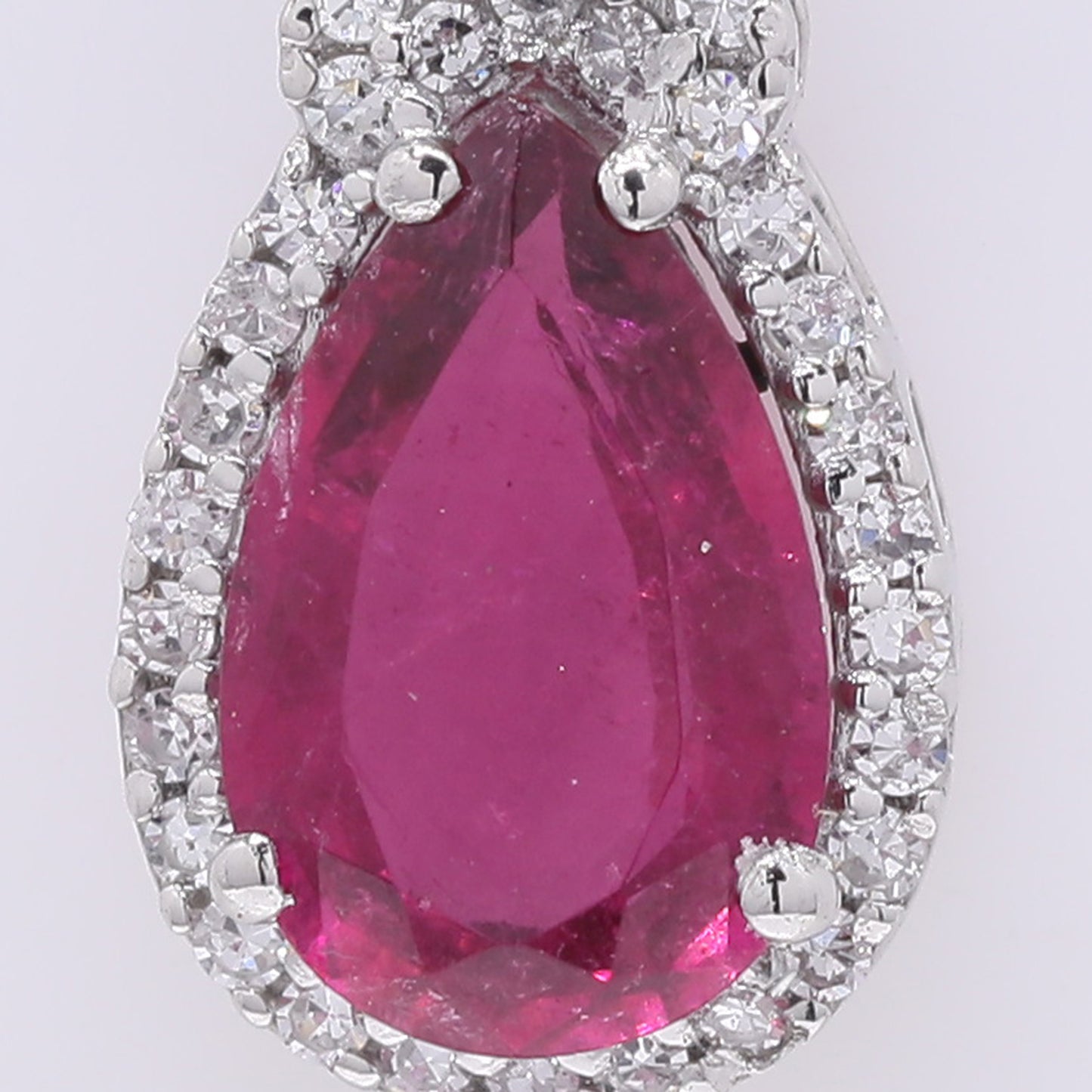 1.14 Ct Pear Mixed Cut Natural Rubellite 950 Platinum Pendant