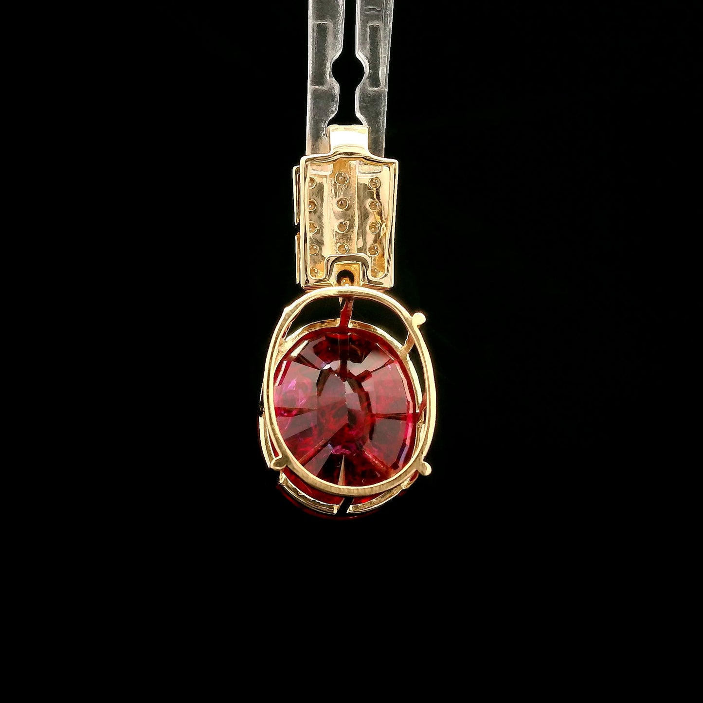 7.41 Ct Oval Mixed Cut Lab Grown Ruby 14K Gold Pendant