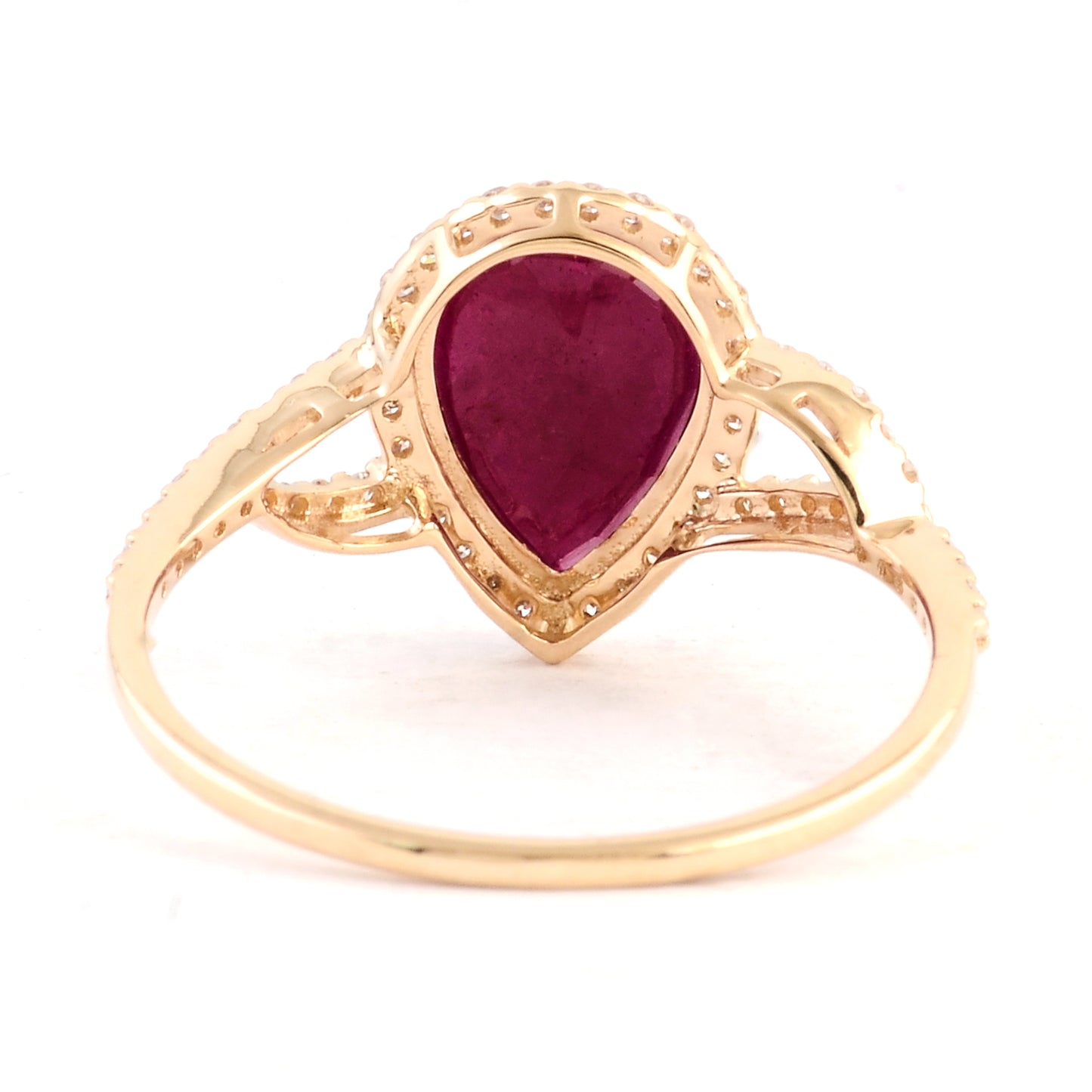 2.16 Ct Pear Mixed Cut Natural Corundum Ruby 14K Gold Ring