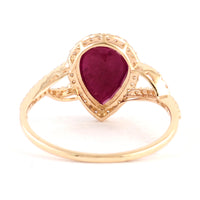 2.16 Ct Pear Mixed Cut Natural Corundum Ruby 14K Gold Ring