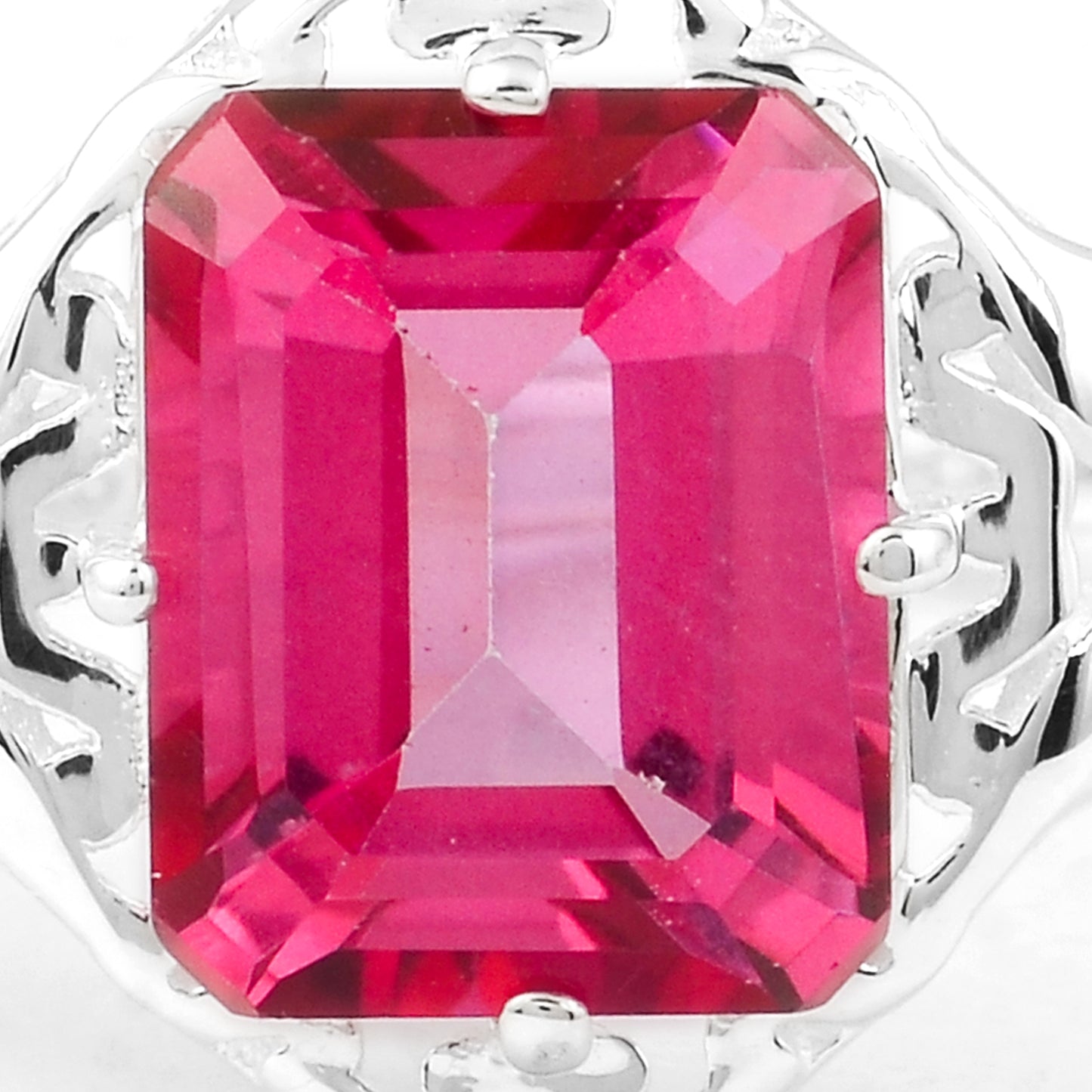 4.17 Ct Octagon Pink Topaz 925 Sterling Silver Ring