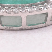 2.40 Ct Oval Mixed Cut Natural Emerald 950 Platinum Pendant