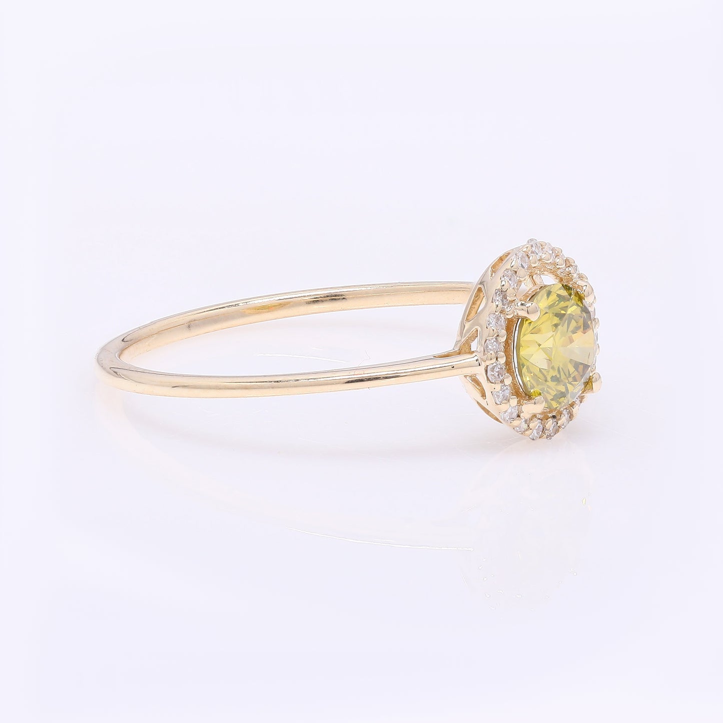 0.57 Ct Round Yellow Diamond 14K Gold Ring