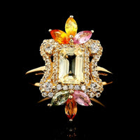 1.66 Ct Octagon Multi Sapphire 14K Gold Ring