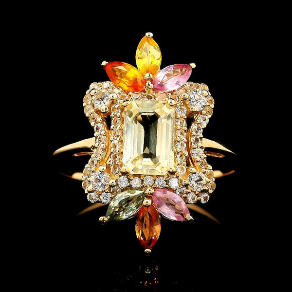 1.66 Ct Octagon Multi Sapphire 14K Gold Ring
