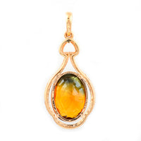 4.53 Ct Oval Mixed Cut Natural Bi Coloured Sapphire 14K Gold Pendant