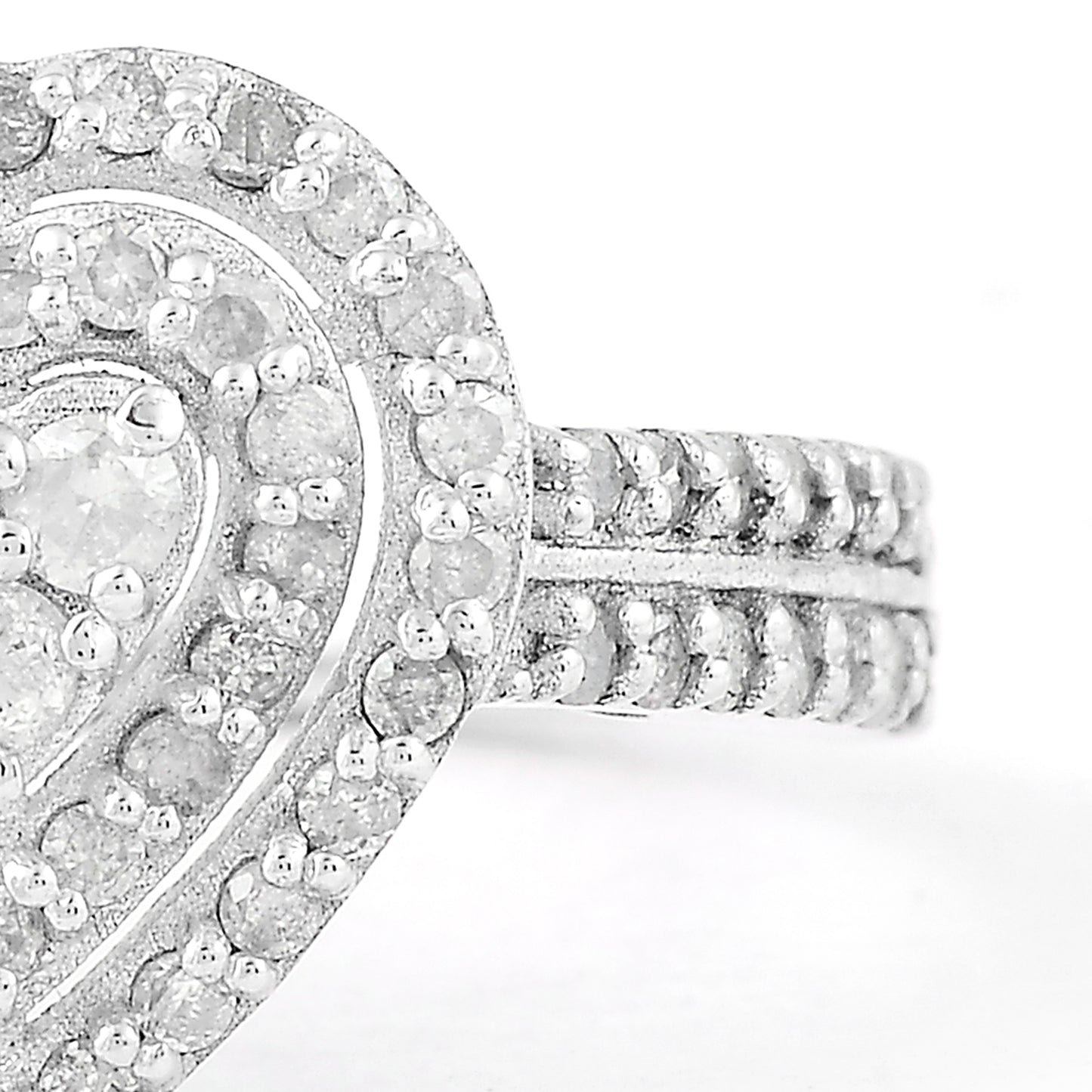 0.56 Ct Round Diamond, 925 Sterling Silver Ring