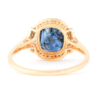 2.31 Ct Cushion Mixed Cut Natural Sapphire 14K Gold Ring