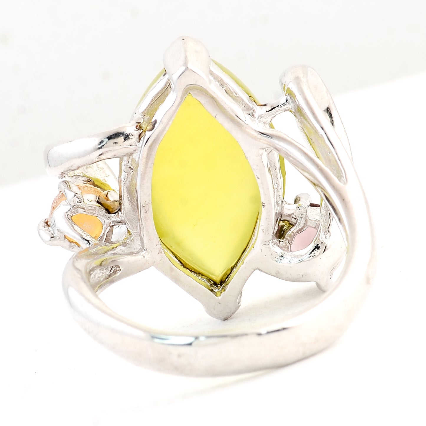 10.37 Ct Chalcedony, Citrine, Rhodolite 925 Sterling Silver Ring
