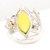 10.37 Ct Chalcedony, Citrine, Rhodolite 925 Sterling Silver Ring