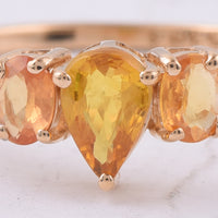 0.94 Ct Pear, Oval Natural Multi Coloured Sapphire 14K Gold Ring