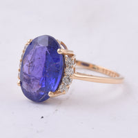 4.87 Ct Oval Natural Tanzanite 14K Gold Ring