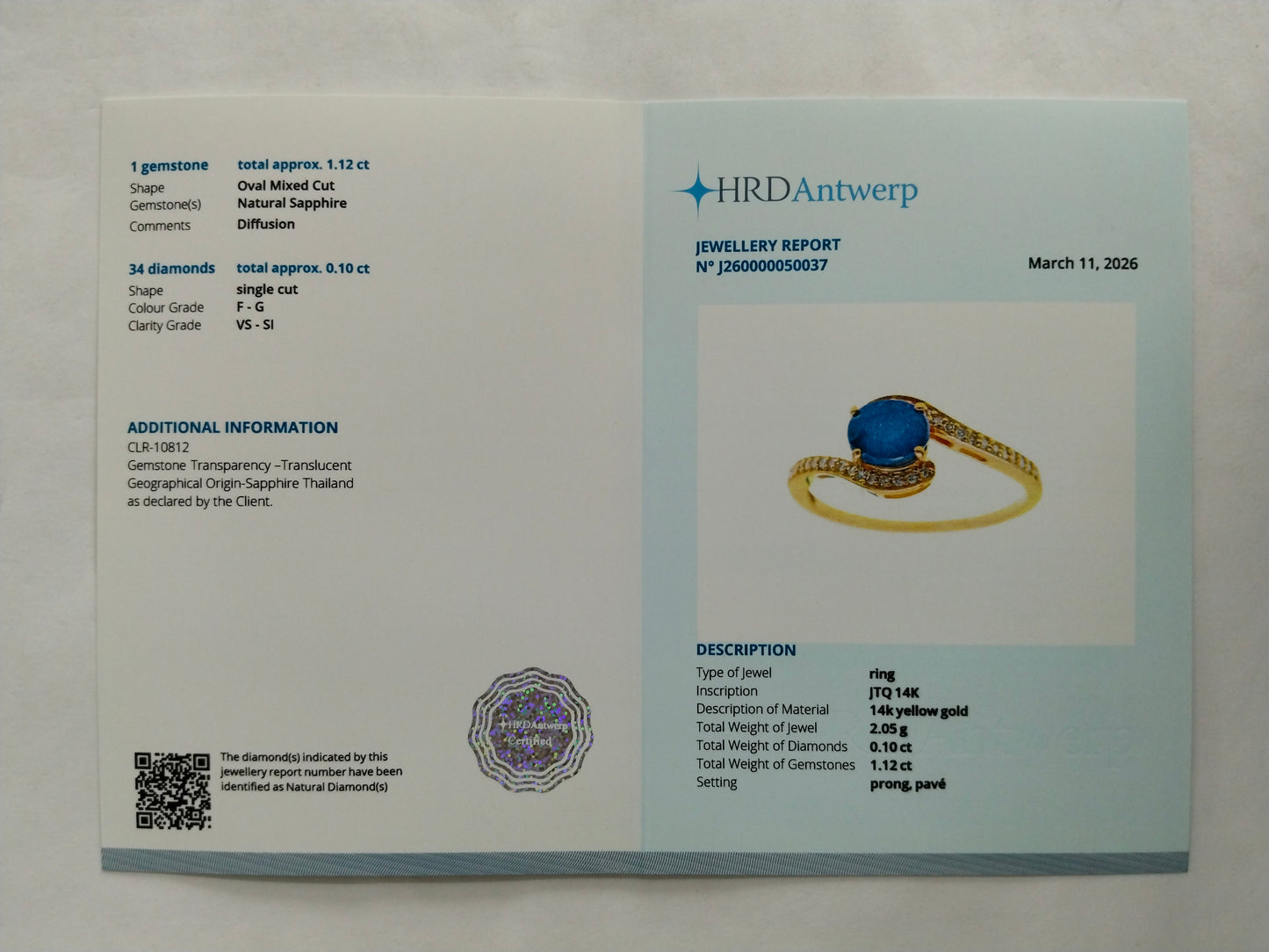 1.22 Ct Oval Mixed Cut Natural Sapphire 14K Gold Ring