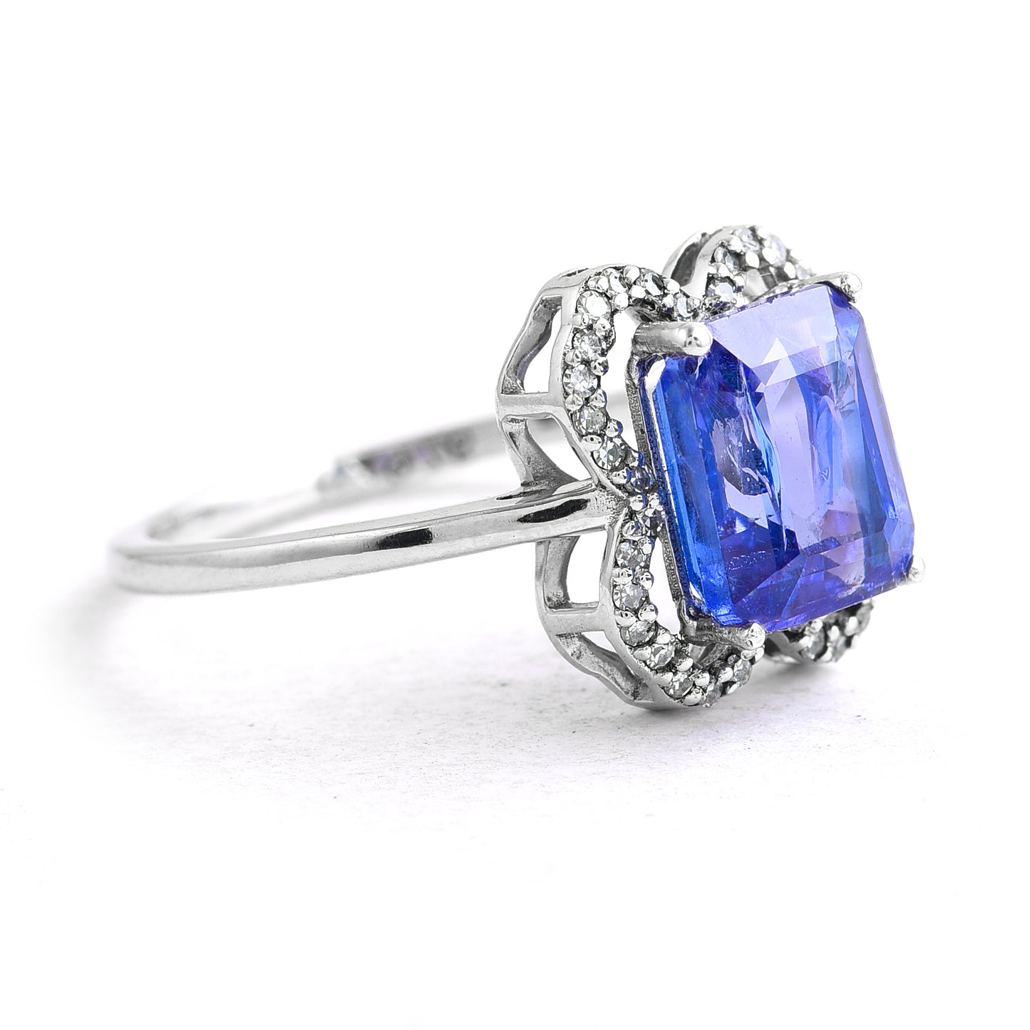 2.58 Ct Octagon Tanzanite 950 Platinum Ring