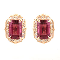 2.36 Ct Emerald Cut Natural Tourmaline 14K Gold Earrings
