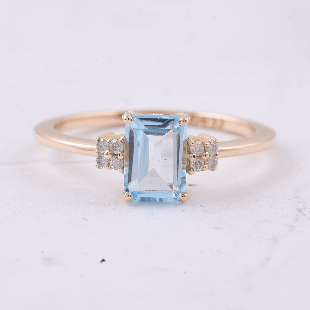 1.47 Ct Octagon Step Cut Natural Topaz 14K Gold Ring