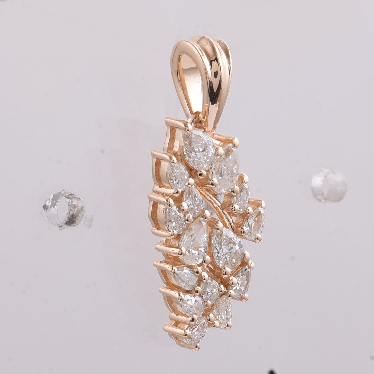 0.66 Ct Pear Natural Diamond 14K Gold Pendant