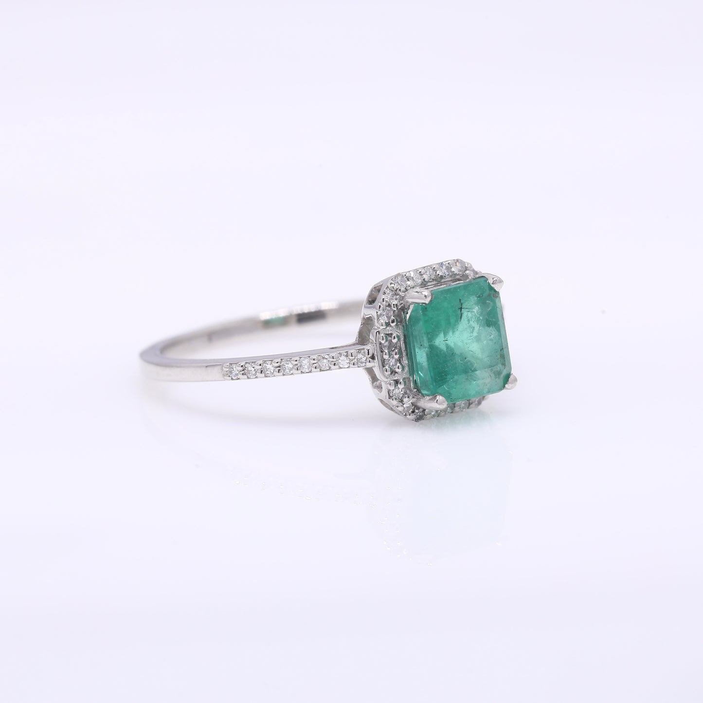 1.41 Ct Octagon Step Cut Natural Emerald 950 Platinum Ring