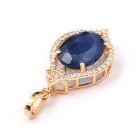2.86 Ct Oval Mixed Cut Natural Sapphire 14K Gold Pendant