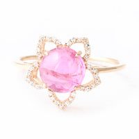 2.73 Ct Round Cabochon Natural Tourmaline 14K Gold Ring