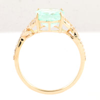 2.64 Ct Oval Mixed Cut Natural Beryl Emerald 14K Gold Ring