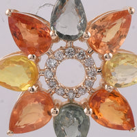 3.83 Ct Pear Natural Multi-Coloured Sapphire 14K Gold Pendant