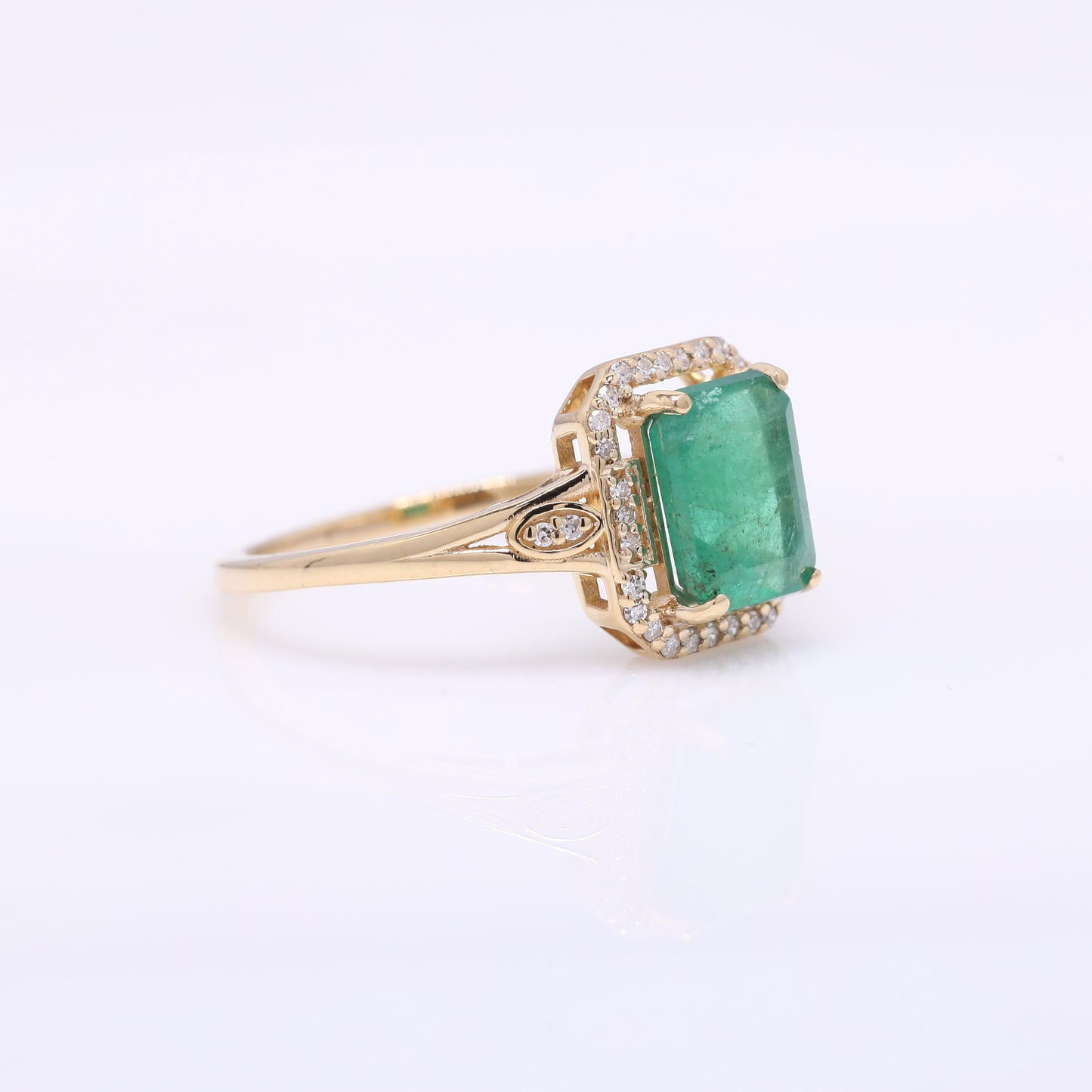 1.75 Ct Octagon Step Cut Natural Emerald 14K Gold Ring
