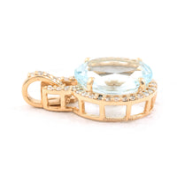 2.39 Ct Oval Mixed Cut Natural Aquamarine 14K Gold Pendant